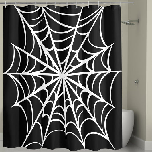 Gothic Web BW Spooky Shower Curtain