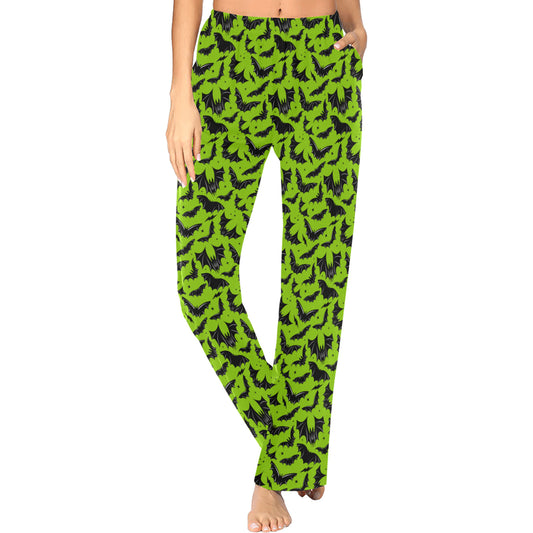 Batty Bats 22 Green Lounge/Pajama Pants with Pockets