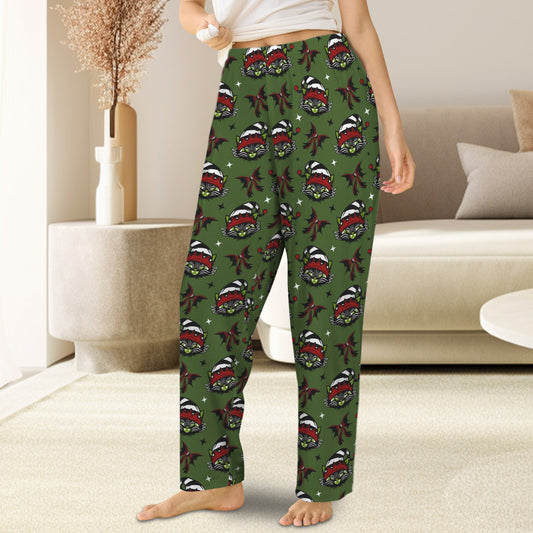 Elf Black Cat Green Red Creepmas Spooky Pajama Lounge Pants No Pockets