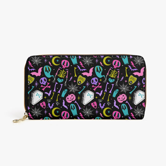 Dearly Departed 2021 Black, White, Pink, Purple, Chartreuse, Turquoise Zipper Wallet