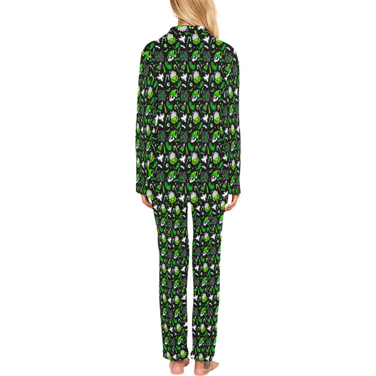 Creepmas Creeps 23 Green Mens and Womens Long Sleeve Pajama Sets No Pockets