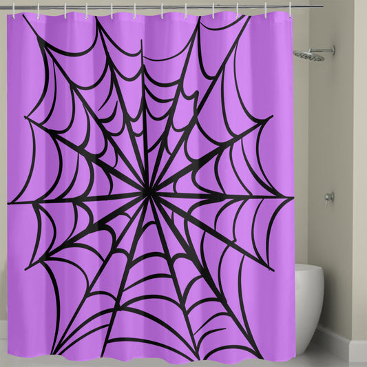 Gothic Web Purple Spooky Halloween Shower Curtain