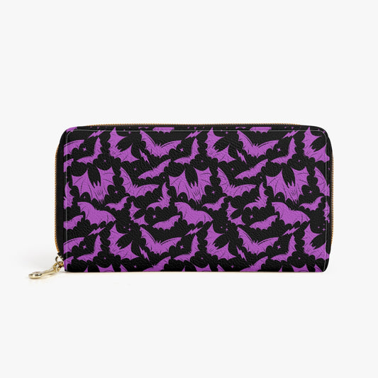 Batty Bats 2023 Black with Orchid Zipper Wallet