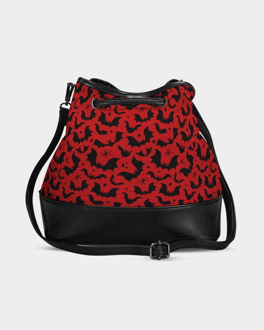 Batty Bats 24 Red Black Mini Drawstring Bucket Bag