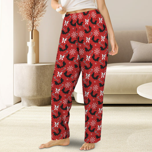 Bats and Bows Red Creepmas Spooky Pajama Lounge Pants No Pockets