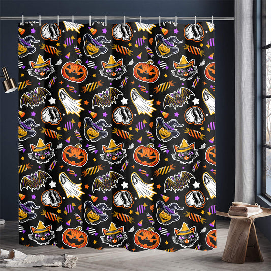 Trick or Treat 24 BWOGLDP Shower Curtain