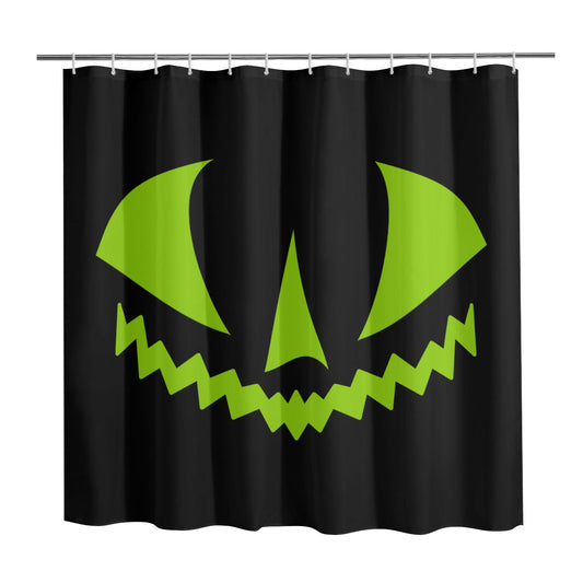 Jack-o-Lantern Two Face Black Green Spooky Halloween Shower Curtain