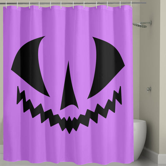 Jack-o-Lantern Face Two Purple Spooky Halloween Shower Curtain