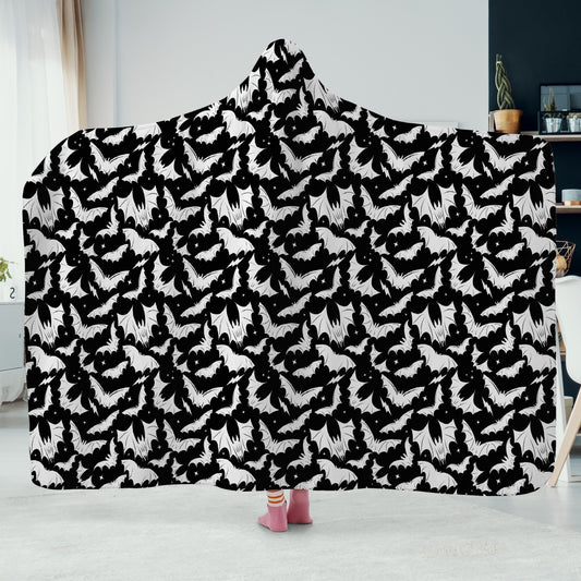 Batty Bats 2023 Black White Hooded Blanket