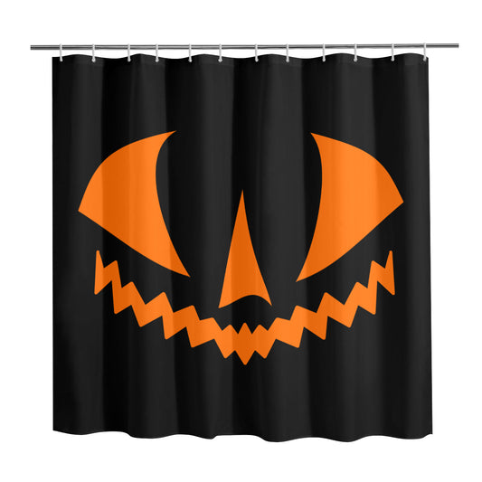 Jack-o-Lantern Face Two Black Orange Spooky Halloween Shower Curtain