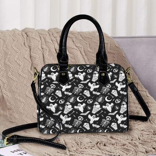 Graveyard Ghouls 23 BLKWHT Boston Handbag Purse