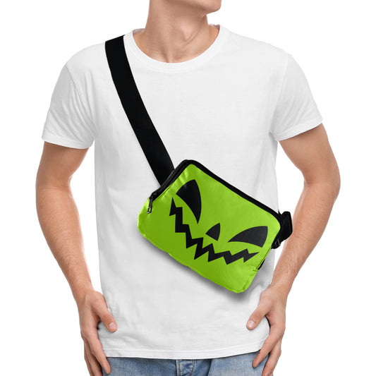 Jack-O-Lantern Pumpkin Face Green Crossbody Waist Fanny Pack Bag