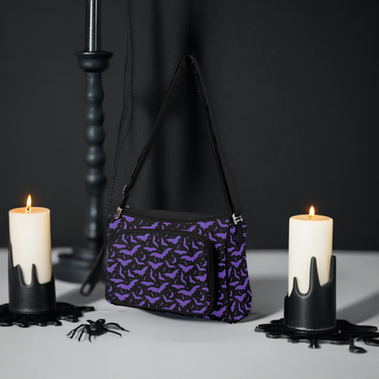 Bats and Stars Black, Purple Double Compartment Purse