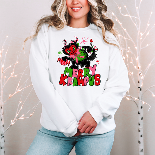 Merry Krampus Spooky Creepmas Crewneck Pullover Sweatshirt