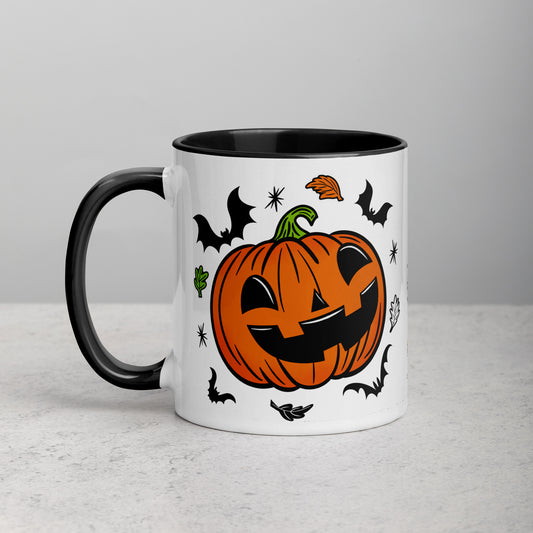 Spooky Season Cute Jack-O-Lantern Halloween  Black Handle/Inside Ceramic Mug