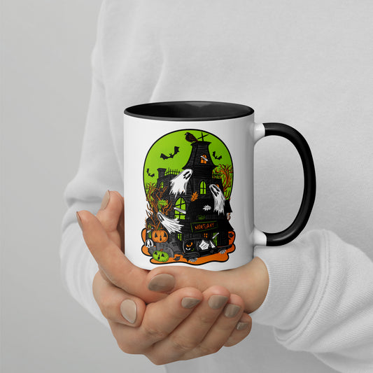 Spooky Haunted Mortuary Halloween Black Handle/Inside Ceramic Mug