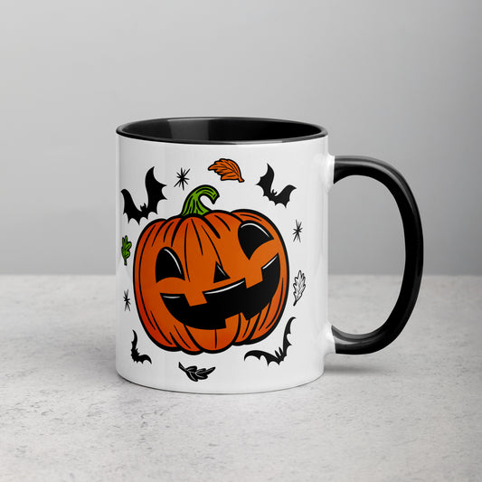 Spooky Season Cute Jack-O-Lantern Halloween  Black Handle/Inside Ceramic Mug