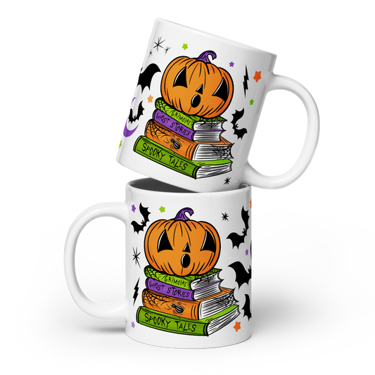 Spooky Season Pumpkin Bookstack Halloween 20oz Ceramic Mug