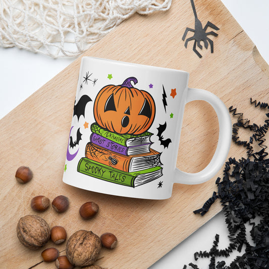 Spooky Season Pumpkin Bookstack Halloween 20oz Ceramic Mug