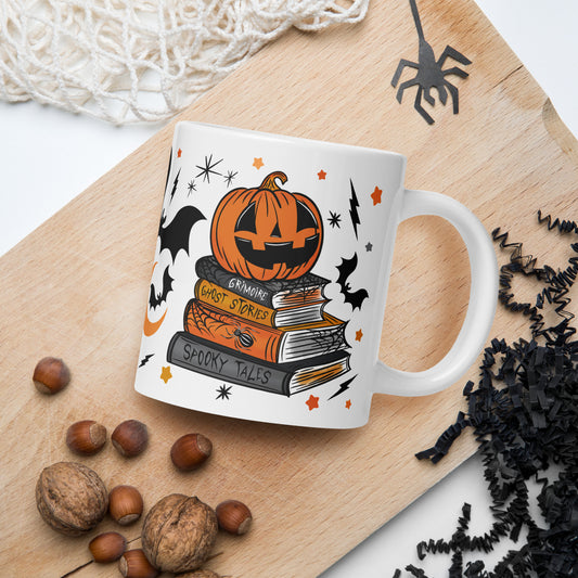 Spooky Season Pumpkin Bookstack 3 Halloween 20oz Ceramic Mug