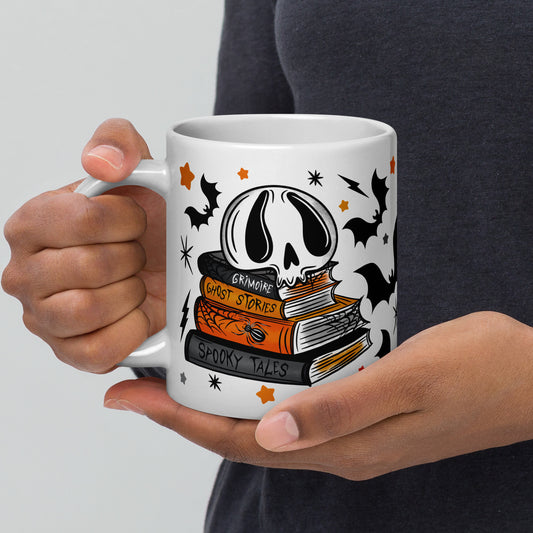 Spooky Season Skull Bookstack Halloween 20oz Ceramic Mug