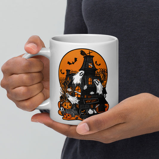 Spooky Haunted Mortuary Two Halloween 20oz Ceramic Mug