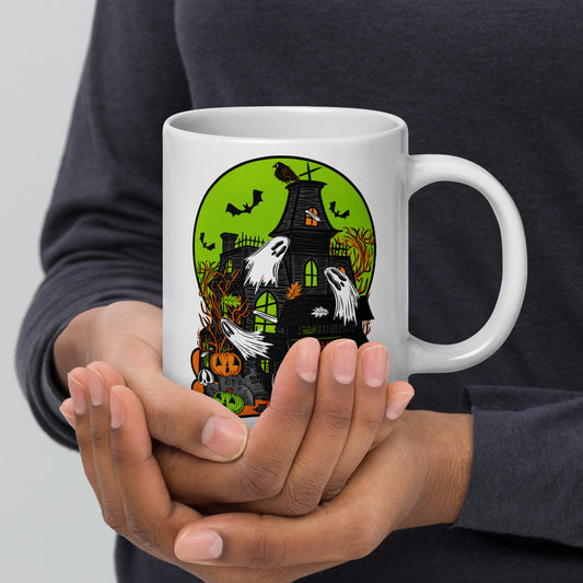 Spooky Haunted Mortuary Halloween Ceramic Mug