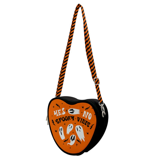 Spooky Vibes Orange Background Planchette Heart Shoulder Bag