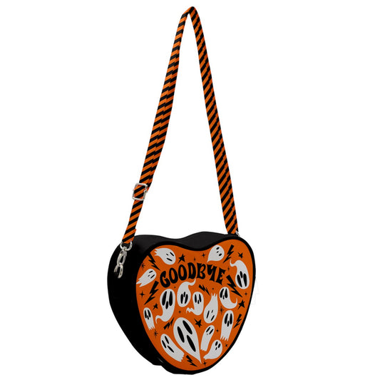 Spooky Vibes Orange Background Planchette Heart Shoulder Bag