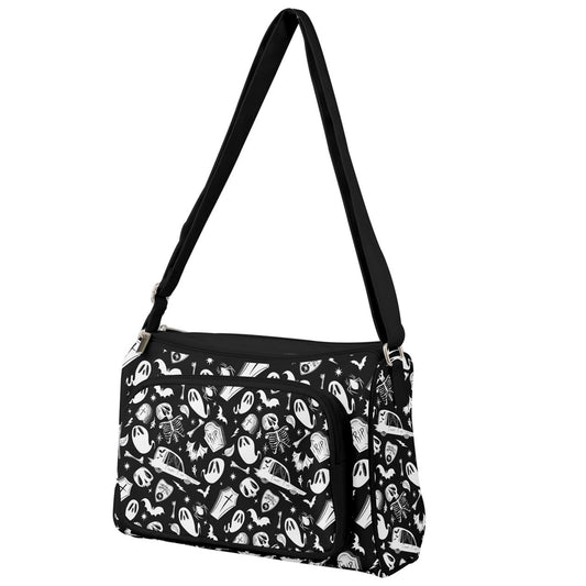 Dearly Departed 22 Black, White  Double Compartment Purse