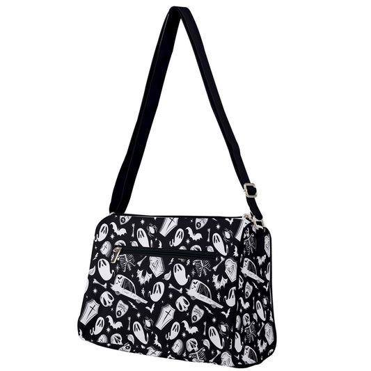 Dearly Departed 22 Black, White  Double Compartment Purse