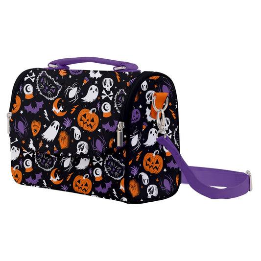 Everything Spooky 2022 Black, White, Orange, Purple Satchel Purse