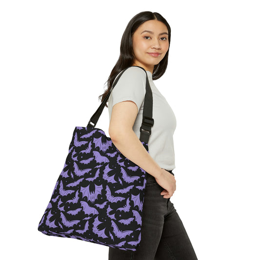 Batty Bats 2023 Black with Lavender Adjustable Tote Bag (AOP)