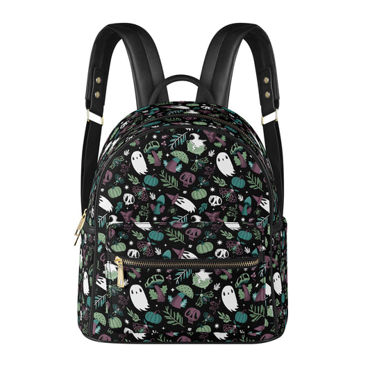 Mushroom Magick Mint Mauve Teal Faux Leather Mini Backpack Purse