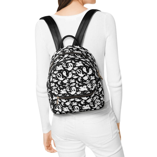 Ghosties 2023 Black and White Faux Leather Mini Backpack Purse