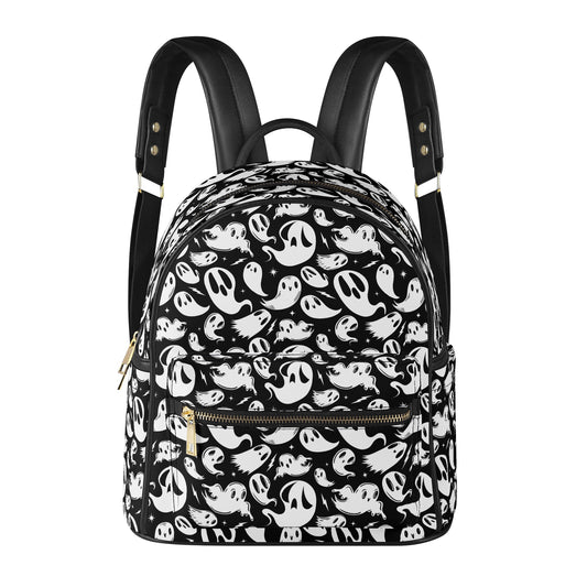 Ghosties 2023 Black and White Faux Leather Mini Backpack Purse