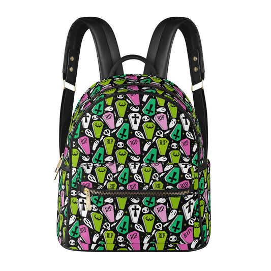 Coffins 2021 Pink, Green, Chartreuse Faux Leather Mini Backpack Purse