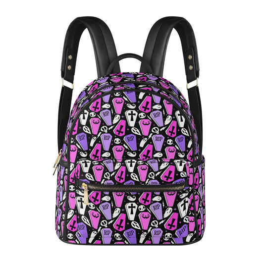 Coffins 2021 Pink, Purple Faux Leather Mini Backpack Purse