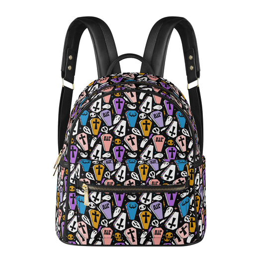 Coffins 2021 Blue, Gold, Pink, Purple Faux Leather Mini Backpack Purse