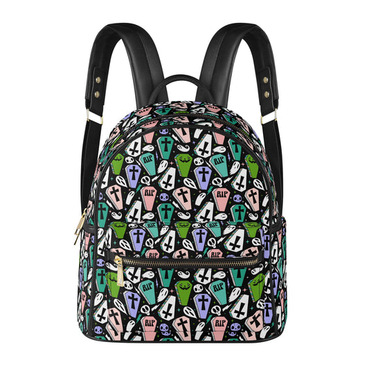 Coffins 2021 Turquoise, Teal, Green, Pink Faux Leather Mini Backpack Purse