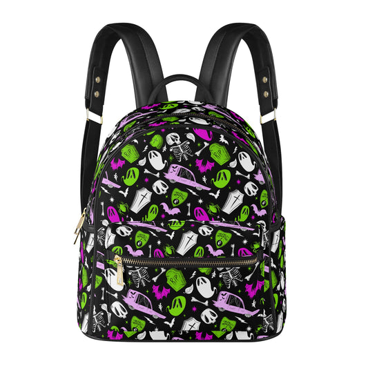 Dearly Departed 2022 Black, White, Magenta, Lime Faux Leather Mini Backpack Purse