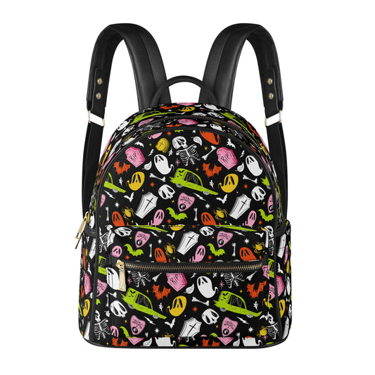 Dearly Departed 2022 Black, White, Chartreuse, Yellow, Pink, Burnt Orange Faux Leather Mini Backpack Purse