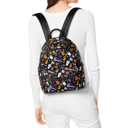 Dearly Departed 2022 Black, White, Purple, Orange, Gold Faux Leather Mini Backpack Purse