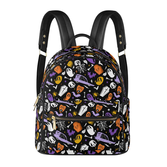 Dearly Departed 2022 Black, White, Purple, Orange, Gold Faux Leather Mini Backpack Purse