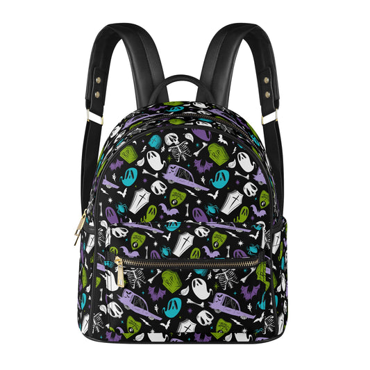 Dearly Departed 2022 Black, White, Purple, Green, Turquoise Faux Leather Mini Backpack Purse