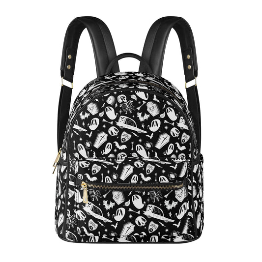 Dearly Departed 22 Black, White, Faux Leather Mini Backpack Purse