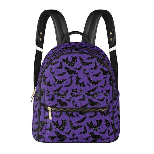 Batty Bats 2023 Purple Two Faux Leather Mini Backpack Purse