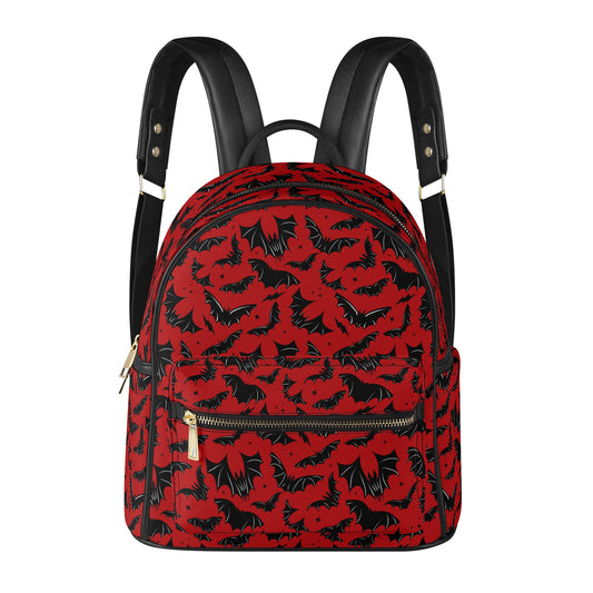 Batty Bats 2023 Red Black Faux Leather Mini Backpack Purse