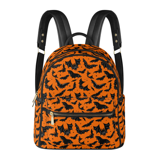 Batty Bats 2023 Orange Faux Leather Mini Backpack Purse