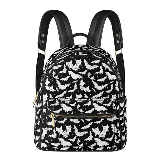 Batty Bats 2023 Black and White Faux Leather Mini Backpack Purse